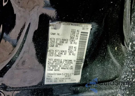 2019 Nissan Titan Sv из США, поврежденный, VIN 1N6AA1E56KN529127